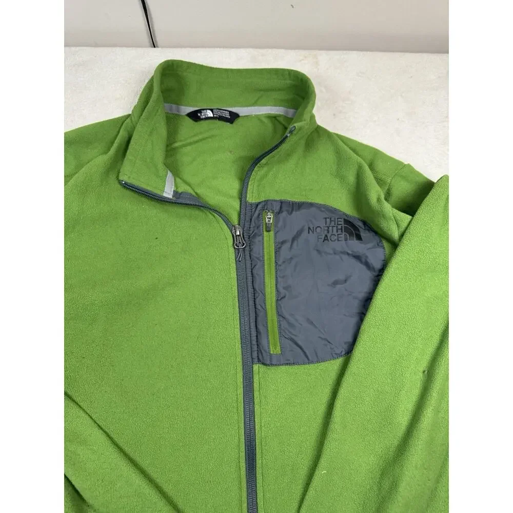 The North Face Men’s Full Zip Fleece Jacket Green Chest Pocket Size Medium